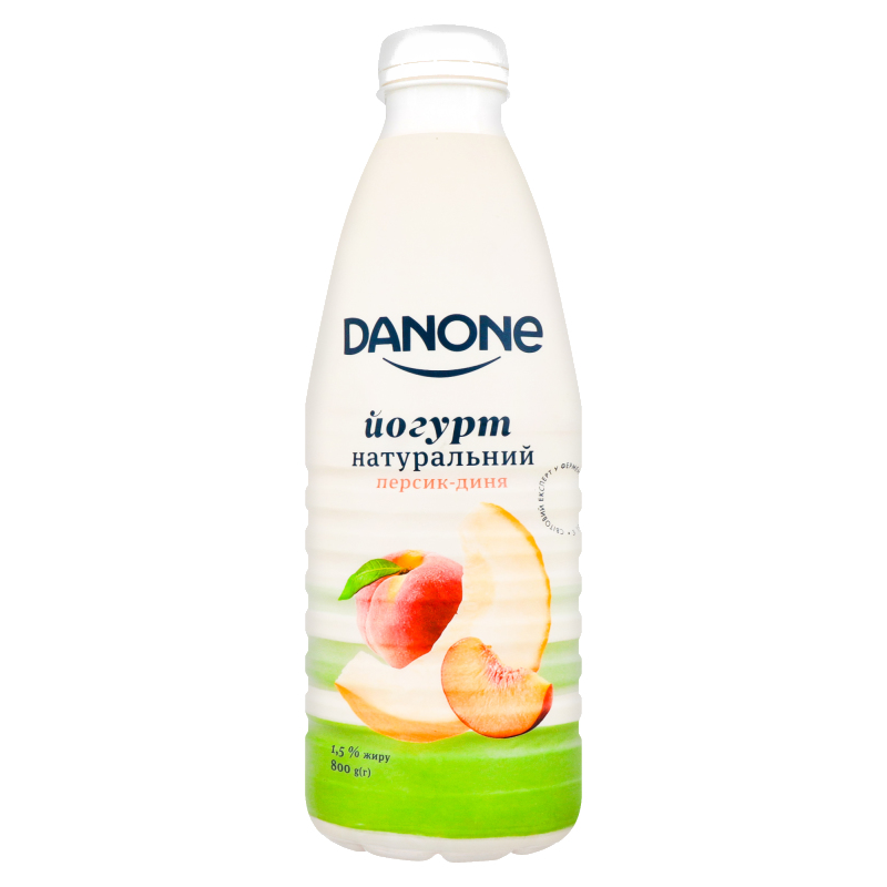 Йогурт питний DANONE персик-диня, 1,5%, 800 г